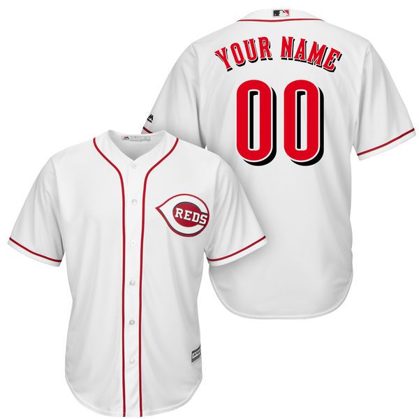 Men Cincinnati Reds Majestic White Cool Base Custom MLB Jersey->customized mlb jersey->Custom Jersey